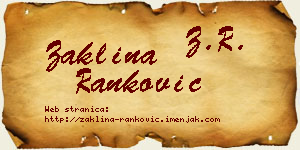 Žaklina Ranković vizit kartica